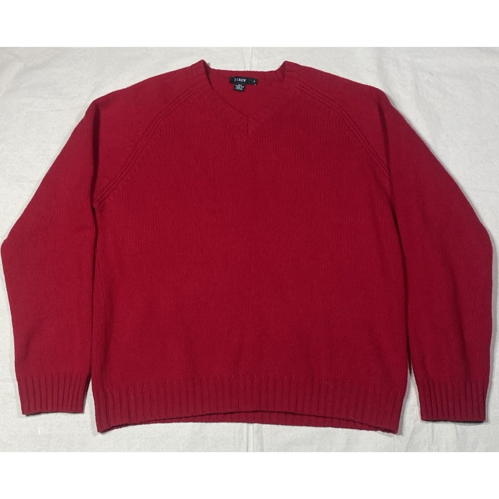 J Crew Sweater Pullover Red Lambswool Men's M Preppy Heritage Old Money